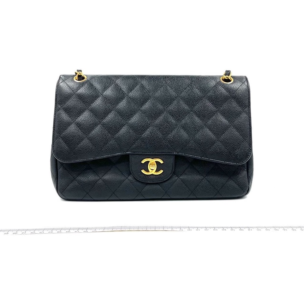 Chanel double flap bag quilted caviar jumho